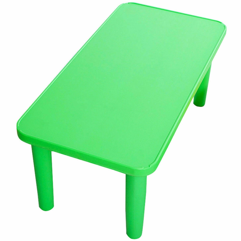 Bright green kids portable plastic activity table, perfect for playroom or school, ideal for learning and art projects.