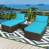 Turquoise cushioned armless sofa set with coffee table, perfect for outdoor patio or poolside relaxation.