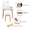 Close-up of the cushioned stool with soft padding and sturdy wooden legs, designed for comfort and stability.