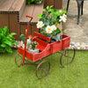 Wooden Wagon Plant Bed With Wheel for Garden Yard-Red - Gallery View 1 of 12