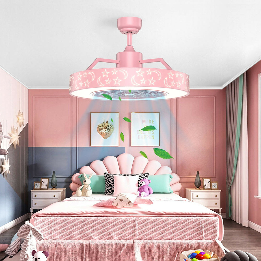 23 Inch Ceiling Fan with LED Light and Remote Control-Pink - Gallery View 1 of 10