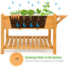 Elevated planter box kit made of fir wood with 8 grids, drainage holes, and a folding tabletop for comfortable.