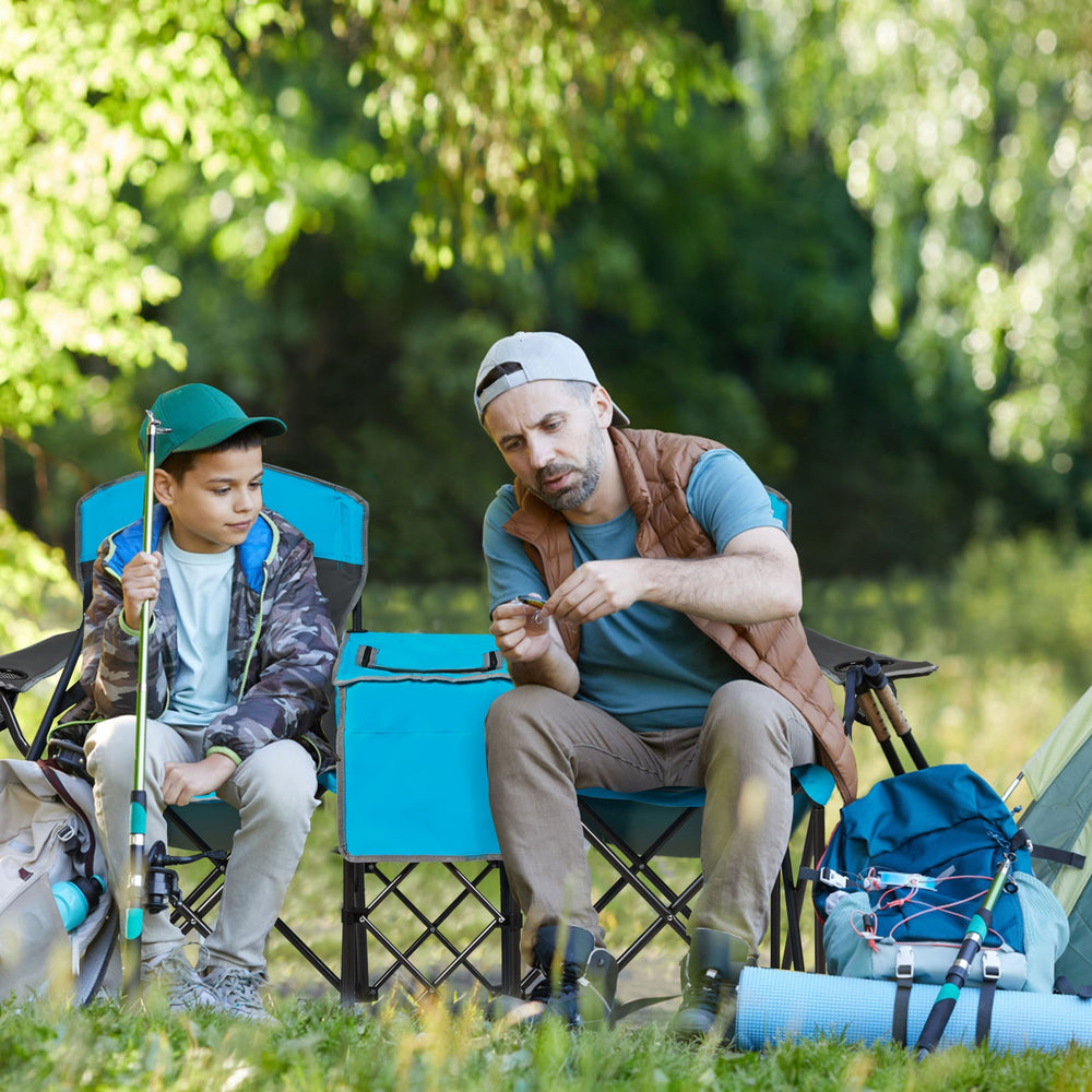 Patented Portable Folding Camping Canopy Chairs with Cup Holder-Blue - Gallery View 1 of 12