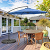 10 Feet Offset Umbrella with 8 Ribs Cantilever and Cross Base-Blue - Gallery View 1 of 12