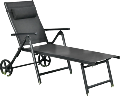 Costway Patio Chaise Lounge Chair Adjustable Aluminum Frame Wheels Gray 82314975 New