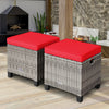 2PCS Patio Rattan Wicker Ottoman Seat with Removable Cushions-Red - Gallery View 1 of 12