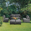 6-piece gray patio rattan furniture set with cushioned seats and glass table, perfect for outdoor relaxation in the.
