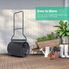 Lawn roller with U-shaped handle, featuring a green sprayed surface, ideal for flattening uneven ground in gardens.