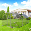 Large walk-in chicken coop with galvanized frame, PVC coated mesh, and waterproof cover for outdoor use in the backyard.