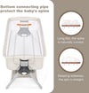 Portable baby bedside sleeper with adjustable height, angle, and protective spine support for comfortable sleep.