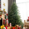 7-foot artificial Christmas tree with 1260 mixed PE and PVC tips, creating a dense and festive atmosphere in the living.