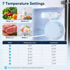 3.5 cu.ft mini refrigerator with freezer features 7 temperature settings and removable glass shelves for versatile storage.