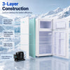 Mini 2-door refrigerator with 3.5 cu.ft capacity, separate cooling zones, and high-efficiency compressor for optimal food storage.