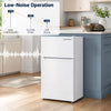 Mini 2-door refrigerator with freezer, 3.5 cu.ft capacity, 7-level thermostat, ideal for dorms and apartments.