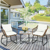 3 Pieces Patio Rattan Bistro Set Cushioned Chair Glass Table Deck-White - Gallery View 1 of 10