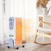 1500W oil filled radiator with adjustable thermostat and 4 wheels, ideal for silent heating in living rooms or bedrooms.