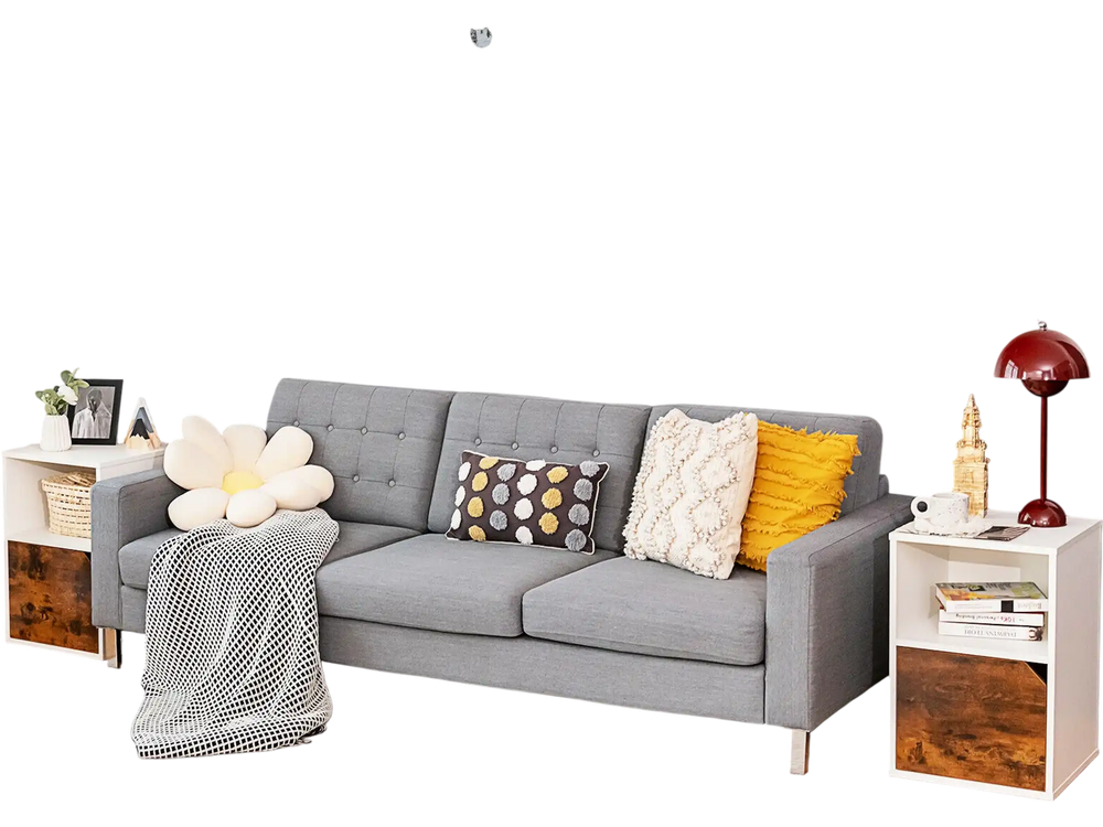 White nightstand set featuring three tiers of storage, perfect for bedside essentials and stylish decor in any room.