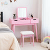 Makeup Vanity Table Set with Flip Top Mirror and 2 Drawers-Pink - Gallery View 1 of 9