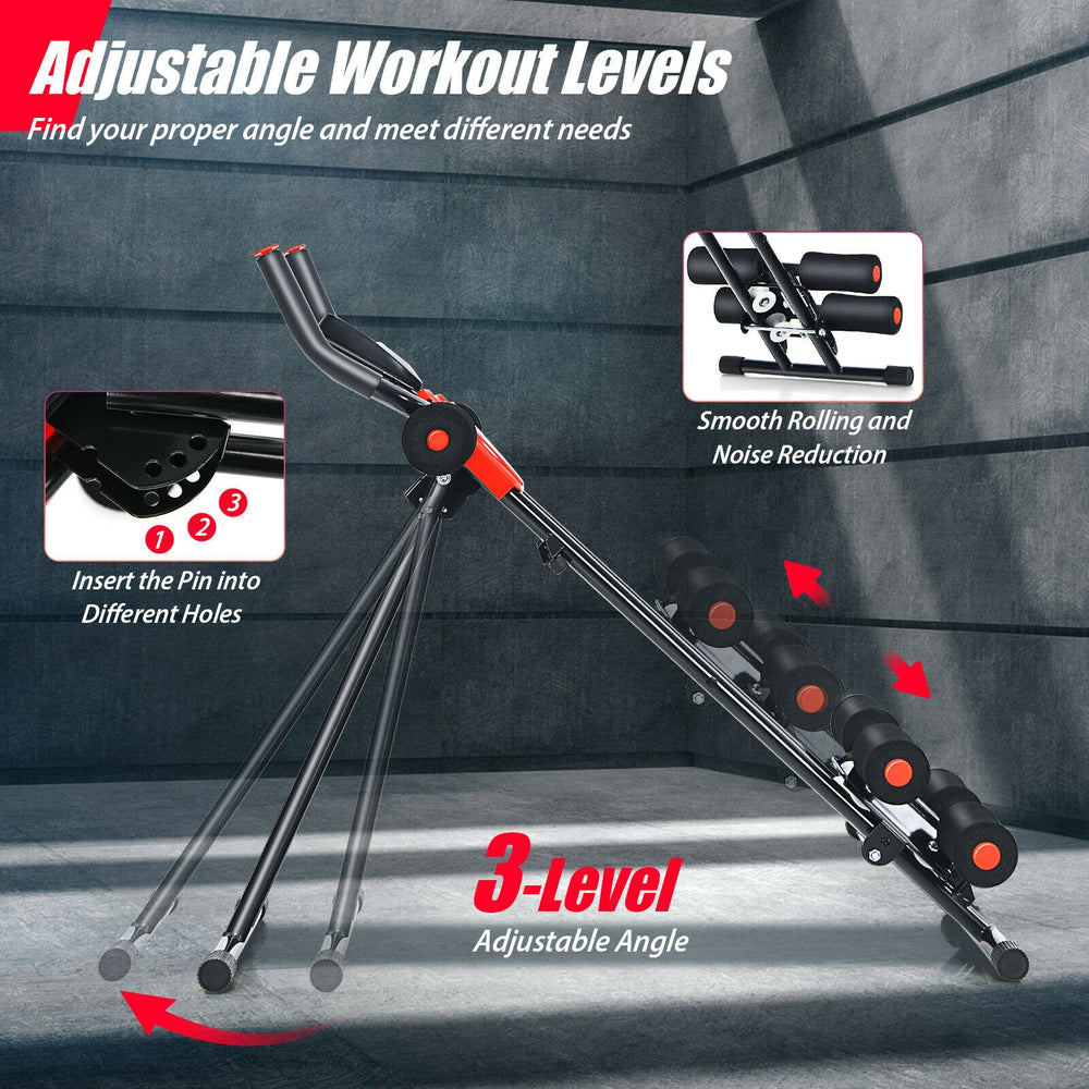 Foldable adjustable abdominal trainer with 3 resistance levels and LCD display, ideal for home and gym workouts.