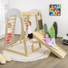 Wooden 8-in-1 indoor playground climbing gym with slide and ladder, perfect for developing kids' motor skills and.