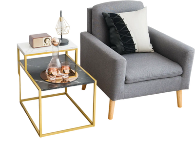 Costway 2 Tier End Side Table Metal Frame Storage Shelf White 27561490 New