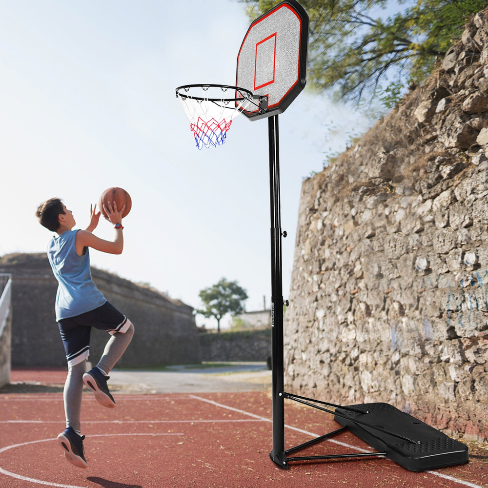 Height adjustable 43-inch basketball hoop with durable steel frame, ideal for indoor and outdoor play.