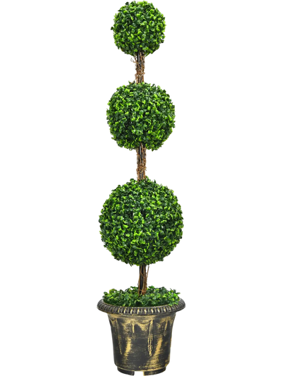Costway 4' Artificial Triple Ball Topiary Tree Plant 64281059 New