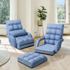 Folding Lazy Floor Chair Sofa with Armrests and Pillow-Blue - Gallery View 1 of 11