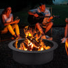 Round 36-inch steel fire pit ring with smooth edges, perfect for DIY outdoor use in backyard gatherings.