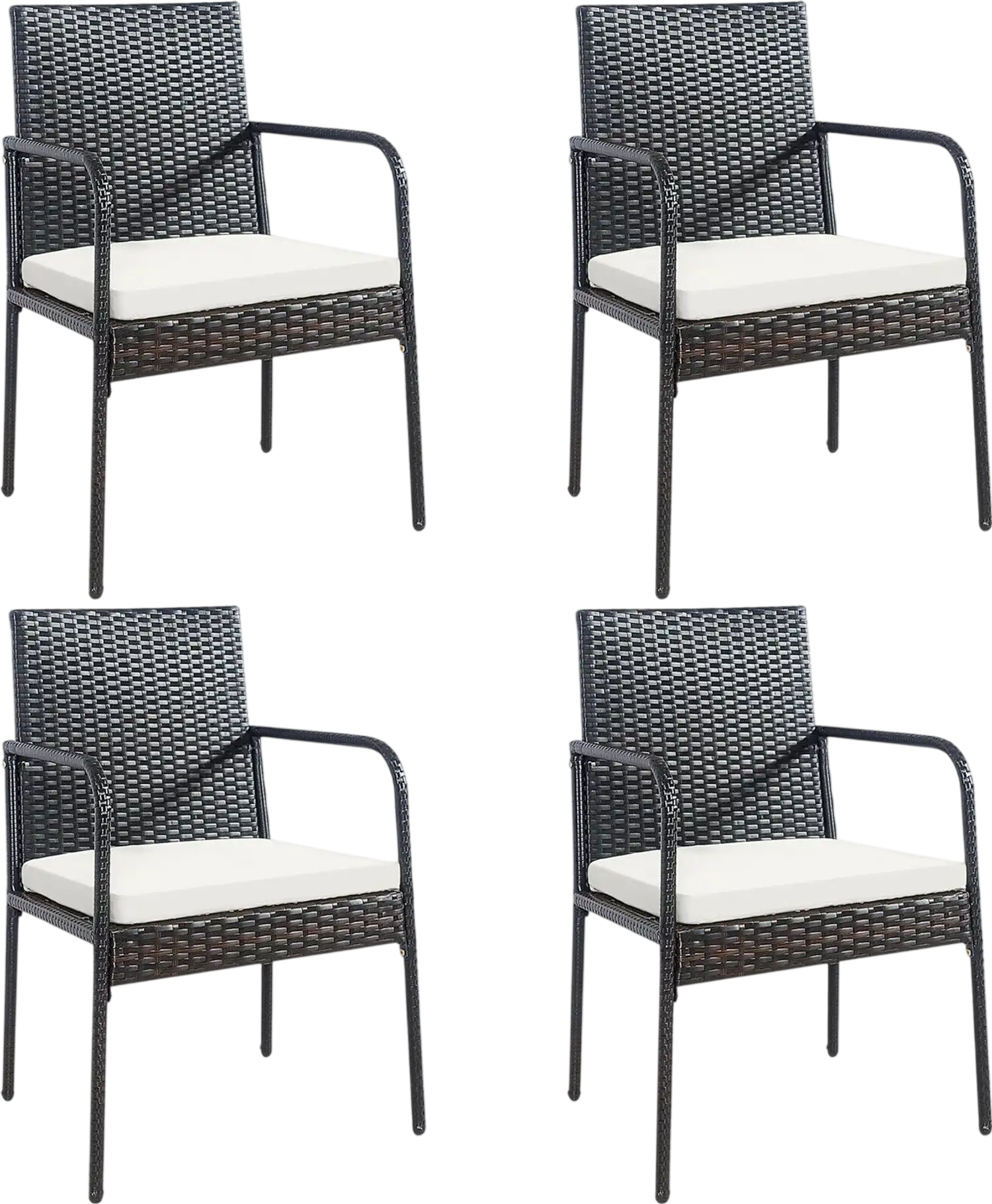 Costway 4pc Patio Wicker Rattan Dining Chairs with Cushions 37452601 New