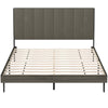 Queen size upholstered bed frame showcasing a soft tufted headboard and strong middle support legs for enhanced.