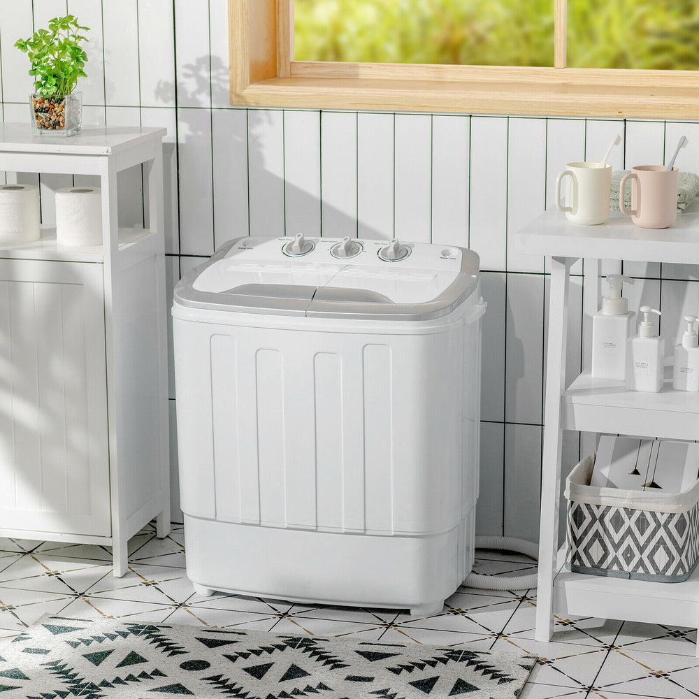 8 lbs Portable Mini Twin Tub Spinner Semi-Automatic Washing Machine - Gallery View 1 of 10
