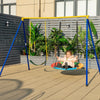 Child enjoying the saucer tree swing from the 2-Pack Swing Set, featuring durable Oxford fabric and rustproof steel.