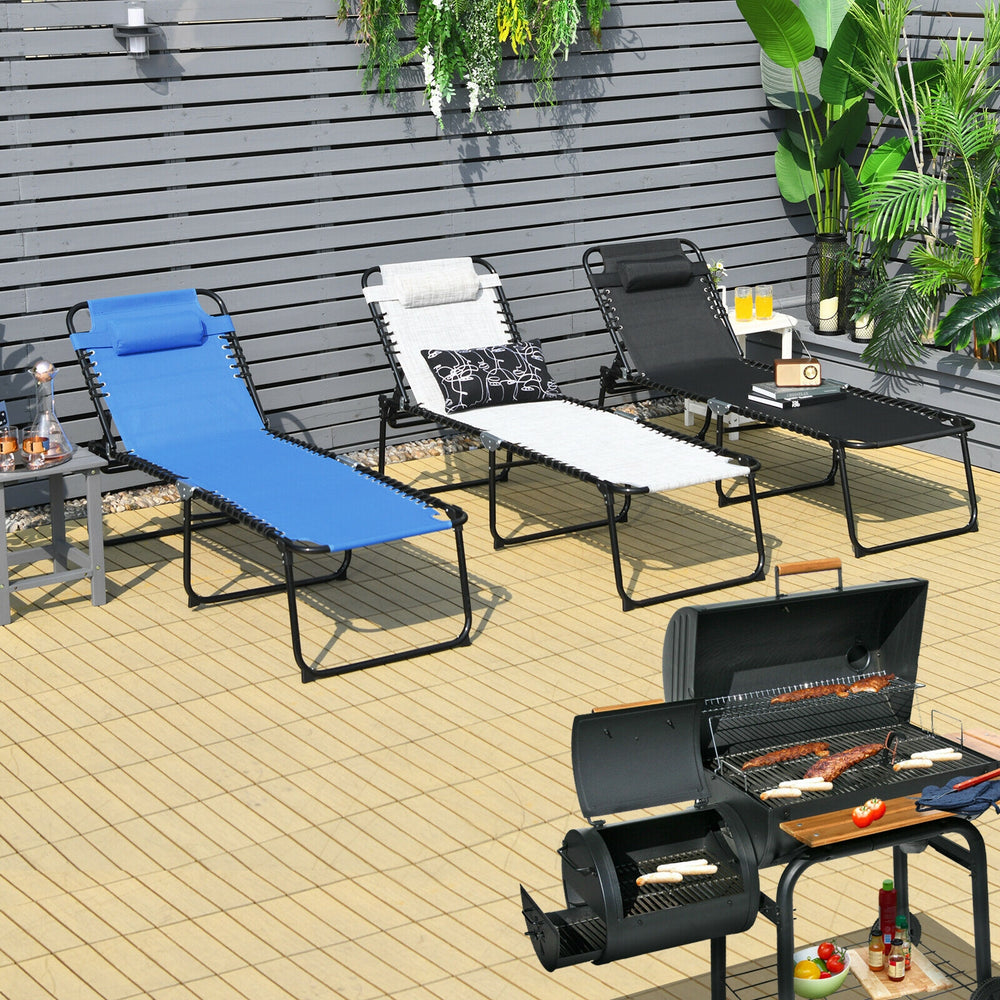 Foldable Recline Lounge Chair with Adjustable Backrest and Footrest-Black - Gallery View 1 of 10
