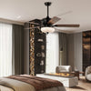 52-inch black ceiling fan with 5 reversible blades, remote control, and 3 wind speeds, perfect for retro home decor.