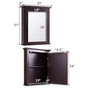 Bathroom wall-mounted storage mirror medicine cabinet with dimensions, featuring a magnetic lock and two-tier storage.