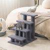 24 Inch 4-Step Pet Stairs Carpeted Ladder Ramp Scratching Post Cat Tree Climber-Gray - Gallery View 1 of 10