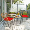 3 Pieces Rattan Furniture Set with Cushioned Chair Table-Red - Gallery View 1 of 11