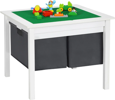 Costway 2-in-1 Kids Double-Sided Activity Building Block Table w/ Drawers 31874652 New
