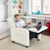 Ergonomic PU Leather Kids Recliner Lounge Sofa for 3-12 Age Group-White - Gallery View 1 of 12