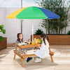 3-in-1 Kids Outdoor Picnic Water Sand Table with Umbrella Play Boxes-Yellow - Gallery View 1 of 11
