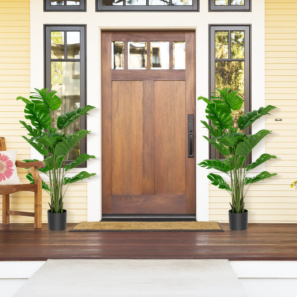 5 feet artificial Monstera deliciosa plant with realistic leaves in a solid pot, perfect for indoor and outdoor.