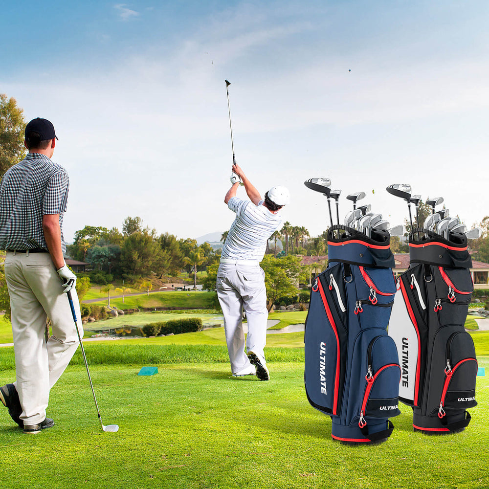 9.5 Inch Golf Cart Bag with 14 Way Dividers Top Organizer-Black - Gallery View 1 of 9