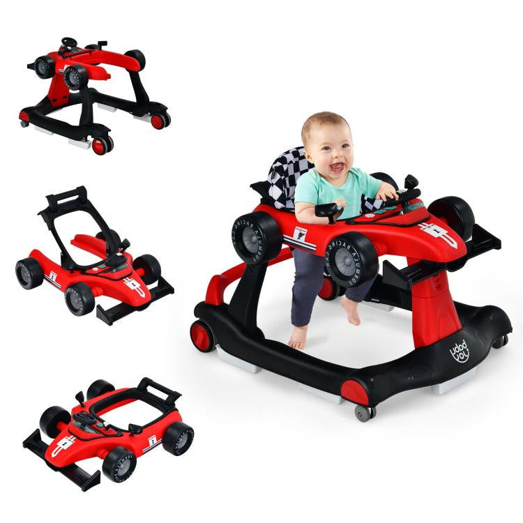 4-in-1 Foldable Activity Push Walker with Adjustable Height-Red - Gallery View 1 of 11