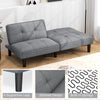 Convertible gray futon sofa bed with 6-position adjustable backrest and sturdy legs, ideal for relaxation and guest.