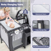 Portable baby changing table with waterproof fabric and large storage bag, ideal for travel and nursery use.