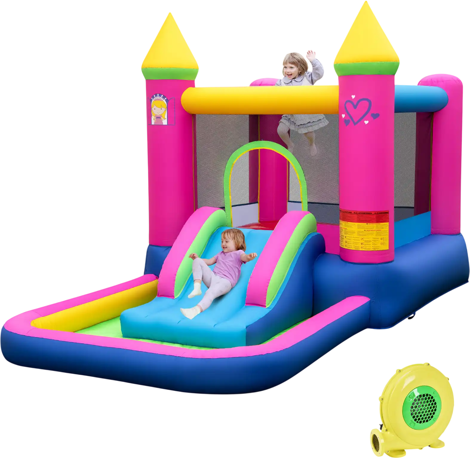Costway Princess Inflatable Bounce House 4-in-1 Kids Bouncy Castle w/ 480 Blower 425831976 New
