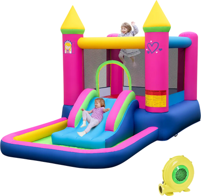 Costway Princess Inflatable Bounce House 4-in-1 Kids Bouncy Castle w/ 480 Blower 425831976 New