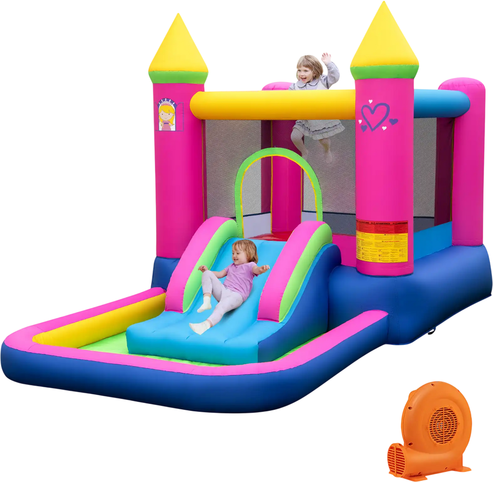 Inflatable Bounce House Cute Princess Bouncy Castle with 520W Blower