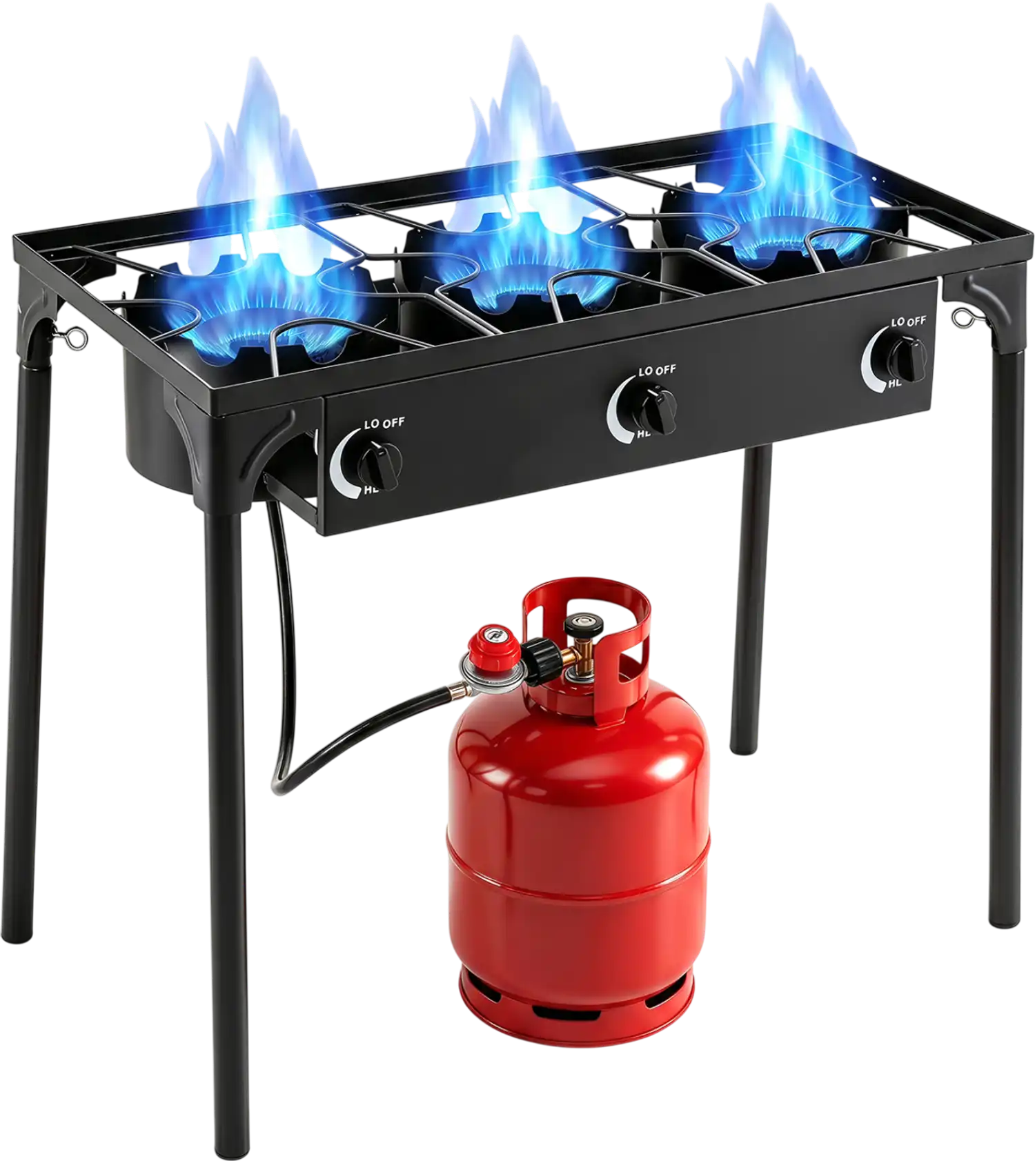 Costway 3 Burner Propane Stove Camping BBQ Grill 240000 BTU Adjustable Regulator & Hose 56026882 New